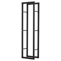 150cm Double Tier Metal Firewood Log Holder Rack with Balanced Base Side Rails - Black
