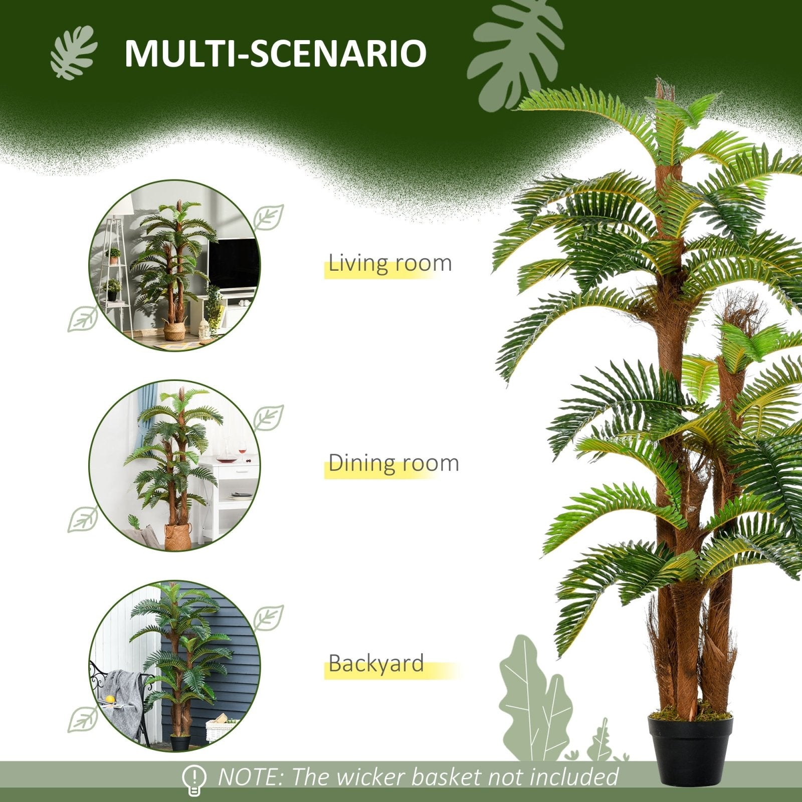 150cm/5FT Artificial Fern Tree Decorative Plant 36 Leaves with Nursery Pot, Fake Plant for Indoor Outdoor Décor - Bedzy UK modern and affordable home furniture England