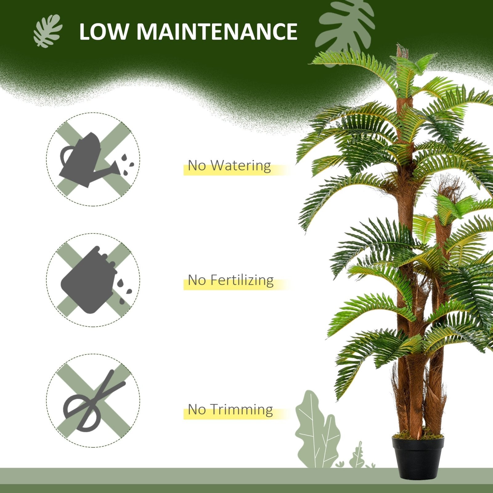 150cm/5FT Artificial Fern Tree Decorative Plant 36 Leaves with Nursery Pot, Fake Plant for Indoor Outdoor Décor - Bedzy UK modern and affordable home furniture England