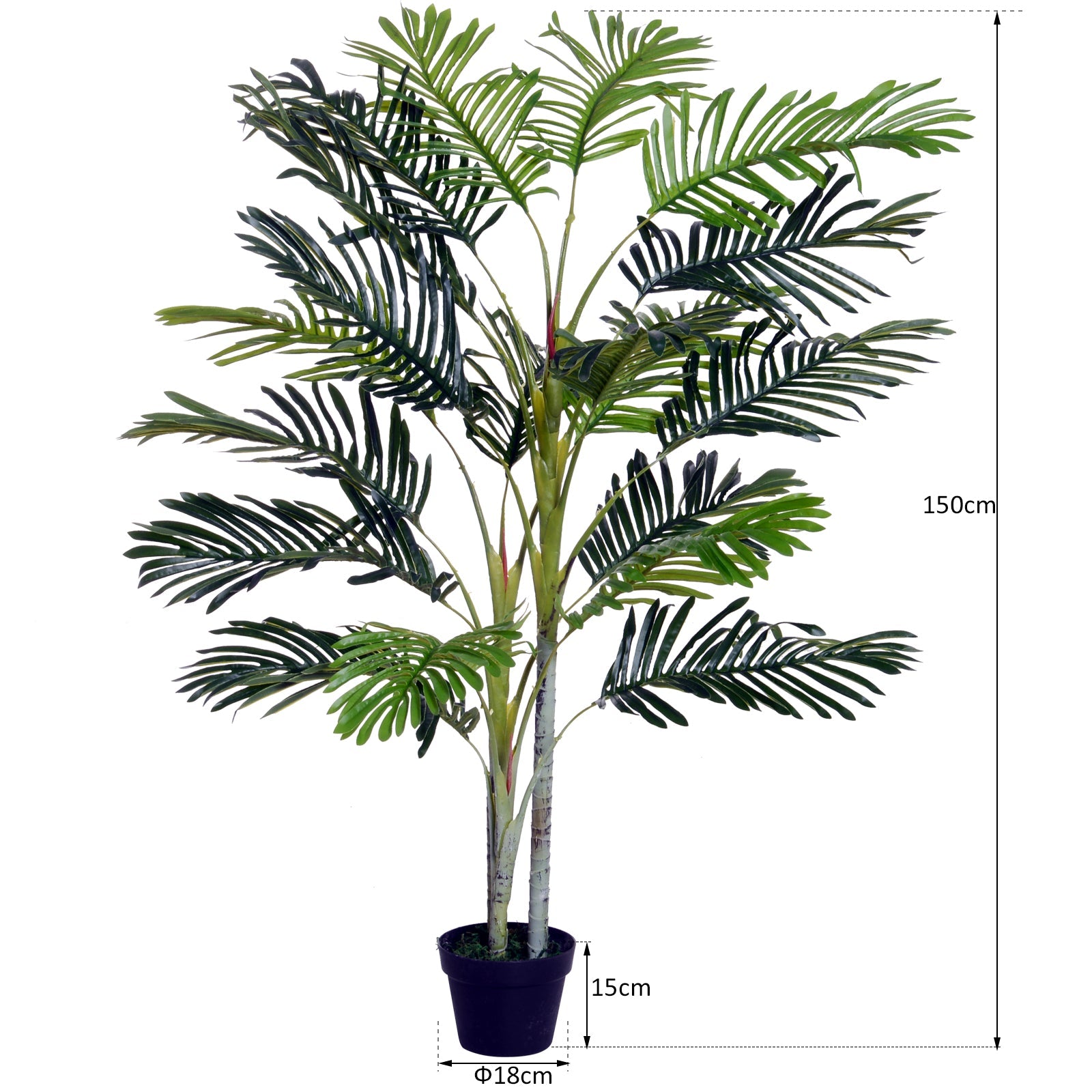 150cm(5ft) Artificial Palm Tree Decorative Indoor Faux Green Plant w/Leaves Home Décor Tropical Potted Home Office - Bedzy UK modern and affordable home furniture England