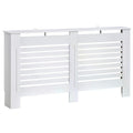 152 x 19 x 81 cm MDF Radiator Cover with Slatted Design and Shelf - White