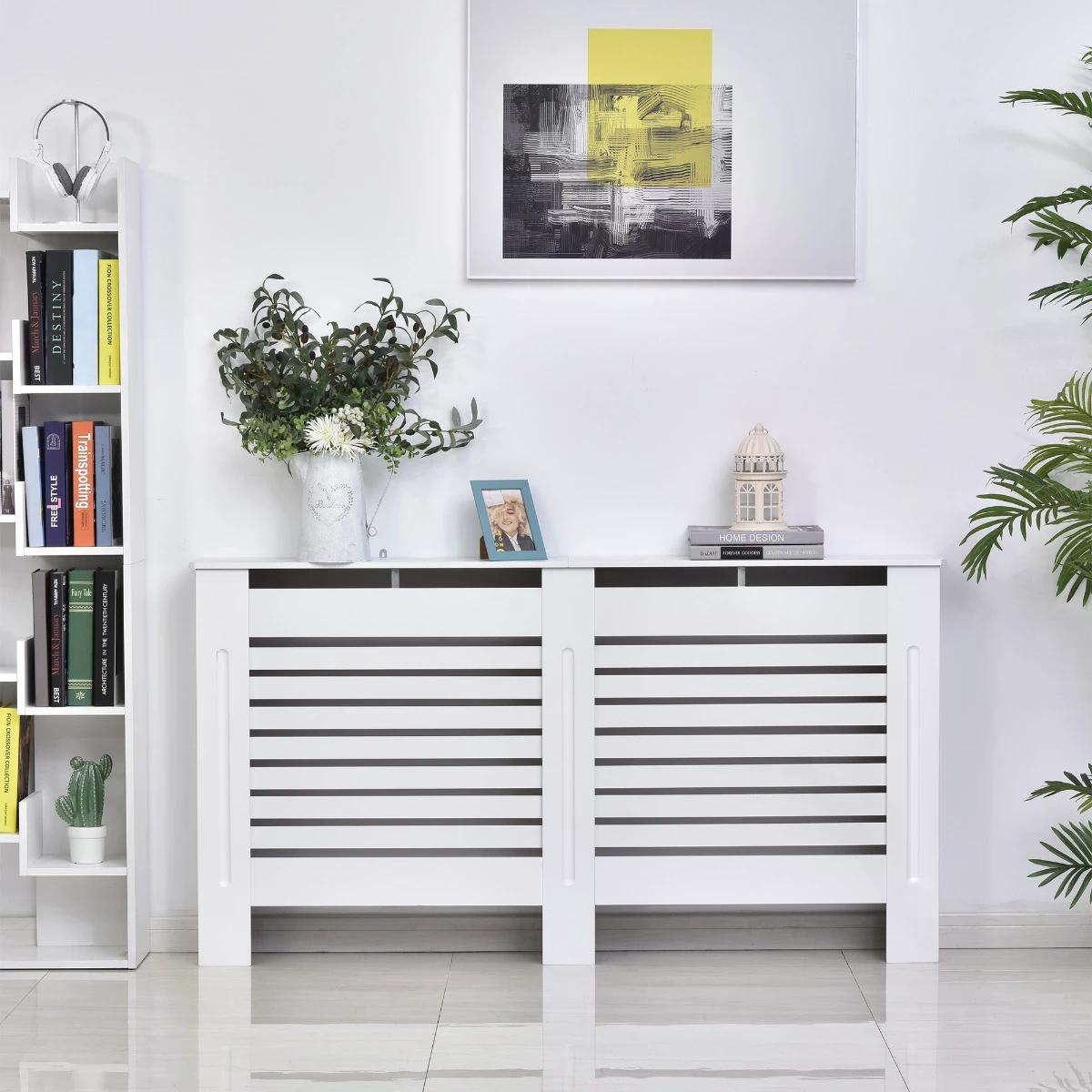 152Lx19Wx81H cm MDF Radiator Cover - White - Bedzy UK modern and affordable home furniture England