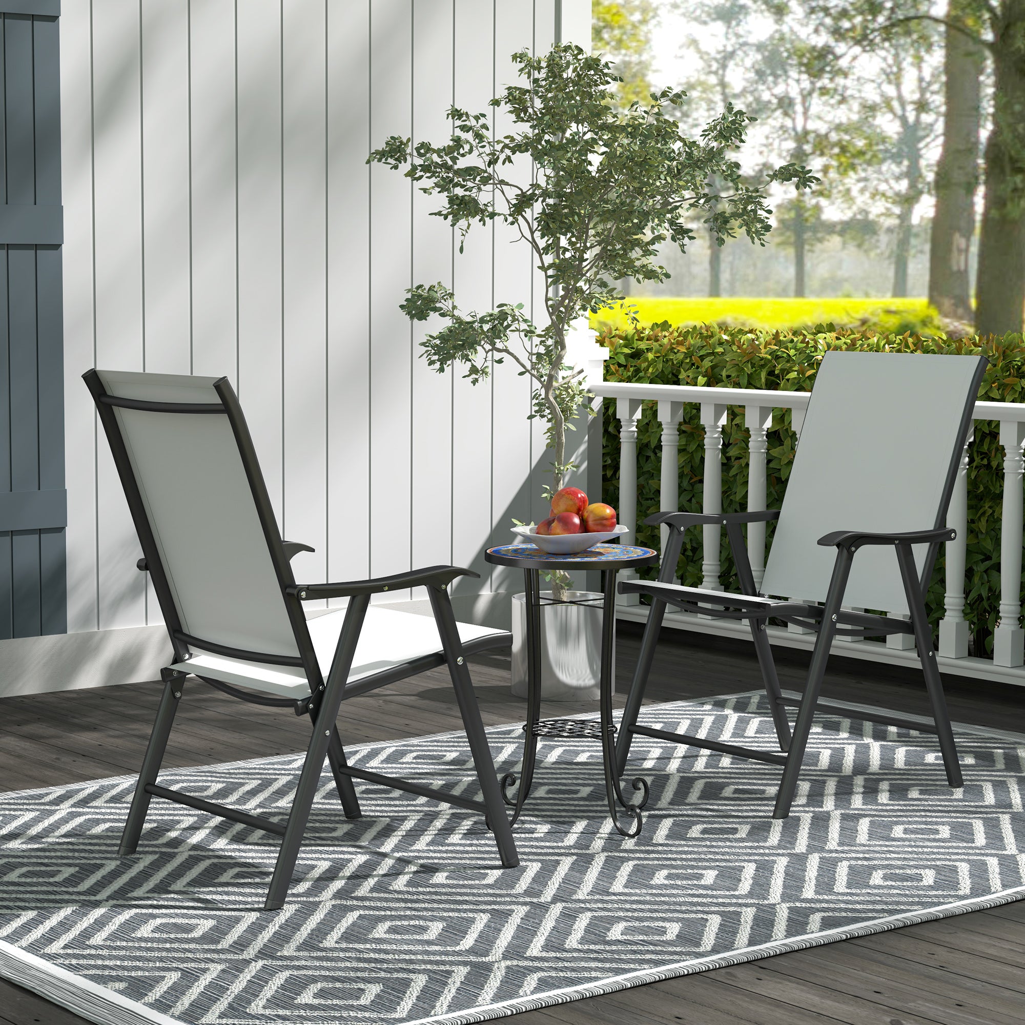 1 Piece Mosaic Garden Side Table with Ceramic Tile Top - Blue