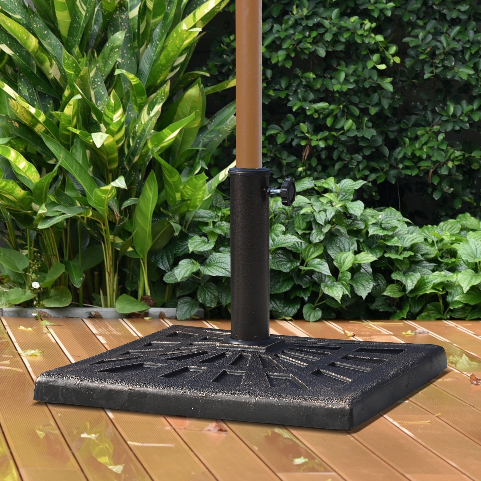 15kg Parasol Base Durable Patterned Colophony Garden Patio Square Umbrella Stand Base Stand Bronze - Bedzy UK modern and affordable home furniture England