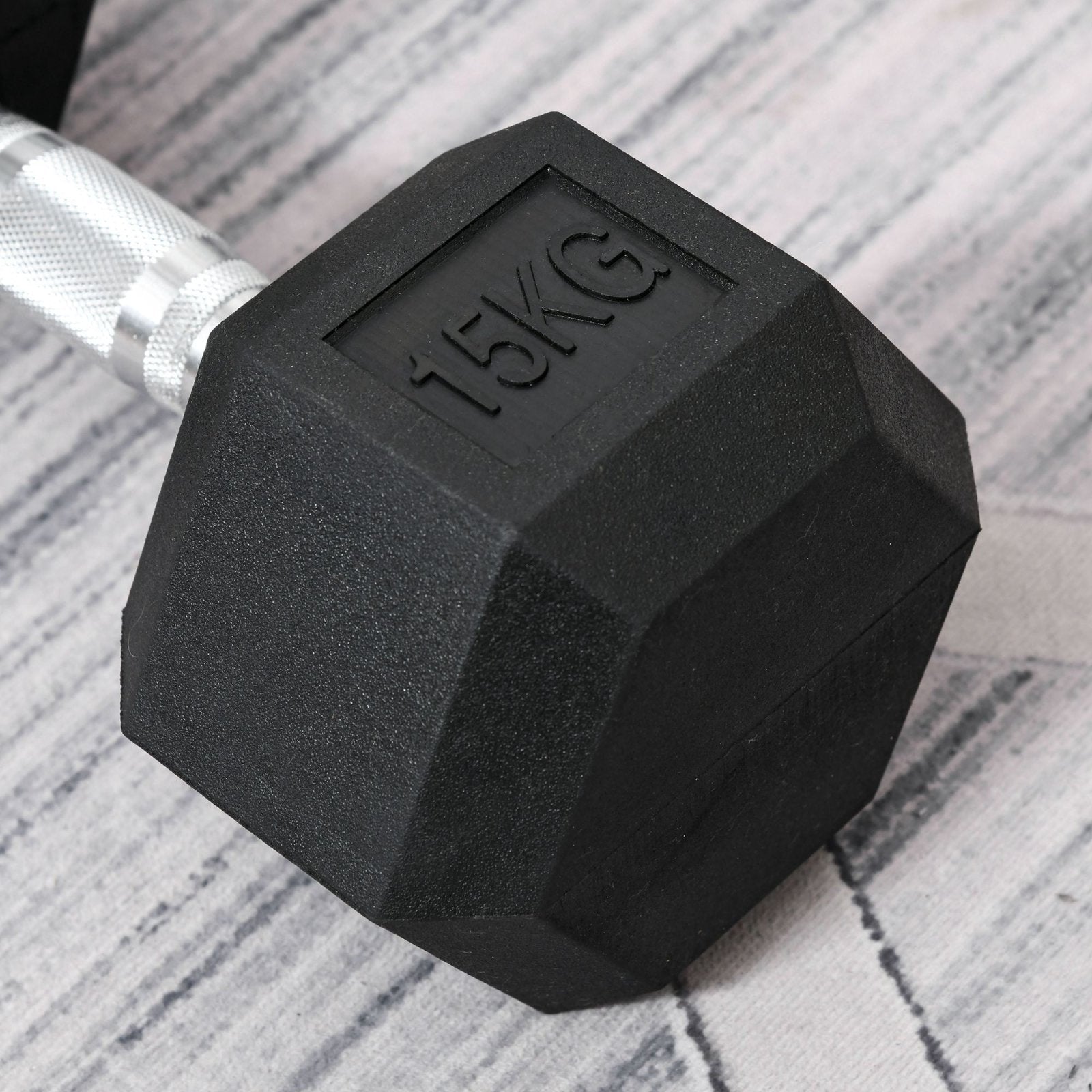 15KG Single Rubber Hex Dumbbell Portable Hand Weights Dumbbell Home Gym Workout Fitness Hand Dumbbell - Bedzy UK modern and affordable home furniture England