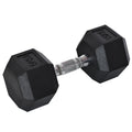 15KG Single Rubber Hex Dumbbell Portable Home Gym Weight - Black