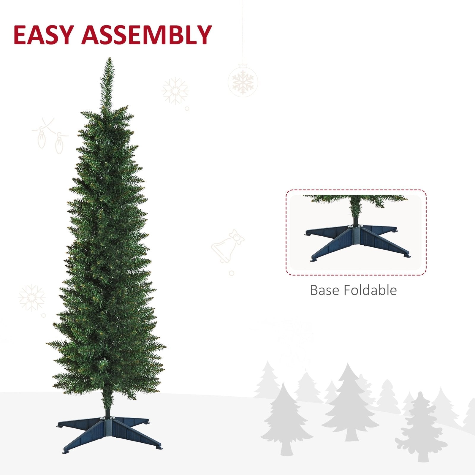 1.5m Artificial Christmas Pine Tree W/Plastic Stand - Green - Bedzy UK modern and affordable home furniture England