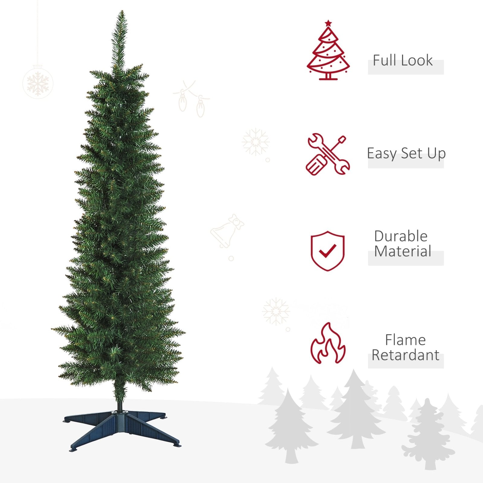 1.5m Artificial Christmas Pine Tree W/Plastic Stand - Green - Bedzy UK modern and affordable home furniture England