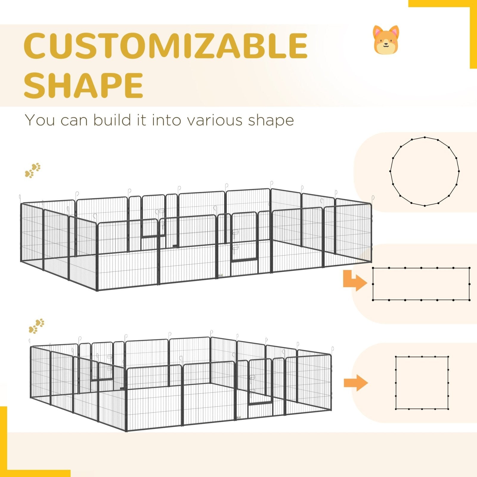 16 Panels Heavy Duty Puppy Playpen, for Small and Medium Dogs, Indoor and Outdoor Use - Grey - Bedzy UK modern and affordable home furniture England