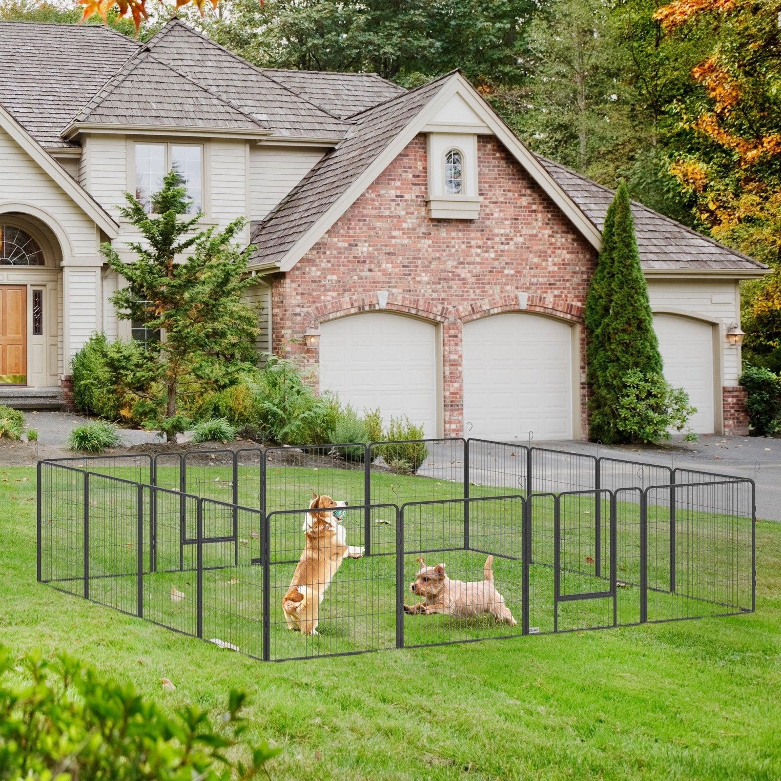 16 Panels Heavy Duty Puppy Playpen, for Small and Medium Dogs, Indoor and Outdoor Use - Grey - Bedzy UK modern and affordable home furniture England