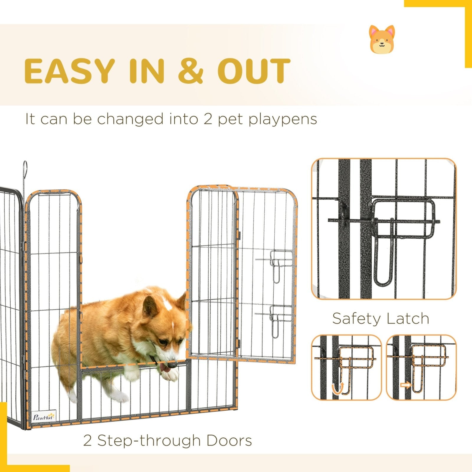 16 Panels Heavy Duty Puppy Playpen, for Small and Medium Dogs, Indoor and Outdoor Use - Grey - Bedzy UK modern and affordable home furniture England