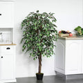 160cm Artificial Ficus Silk Tree with Cement Nursery Pot - Green