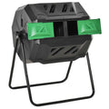 160L Dual Chamber Compost Bin with 360° Rotation and Steel Frame - Black