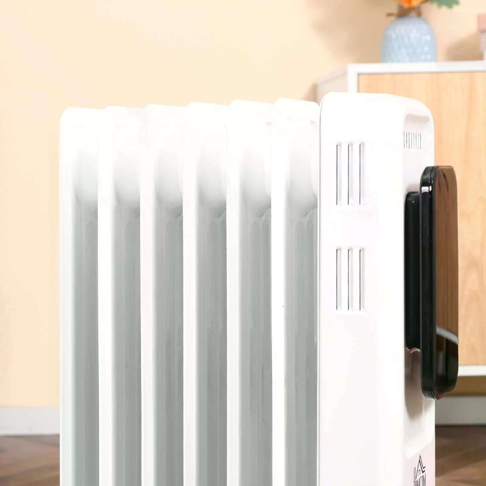 1630W Oil Filled Radiator, 7 Fin, Portable Electric Heater with LED Display, 24H Timer, 3 Heat Settings, Safety Cut - Off Remote Control - White - Bedzy UK modern and affordable home furniture England