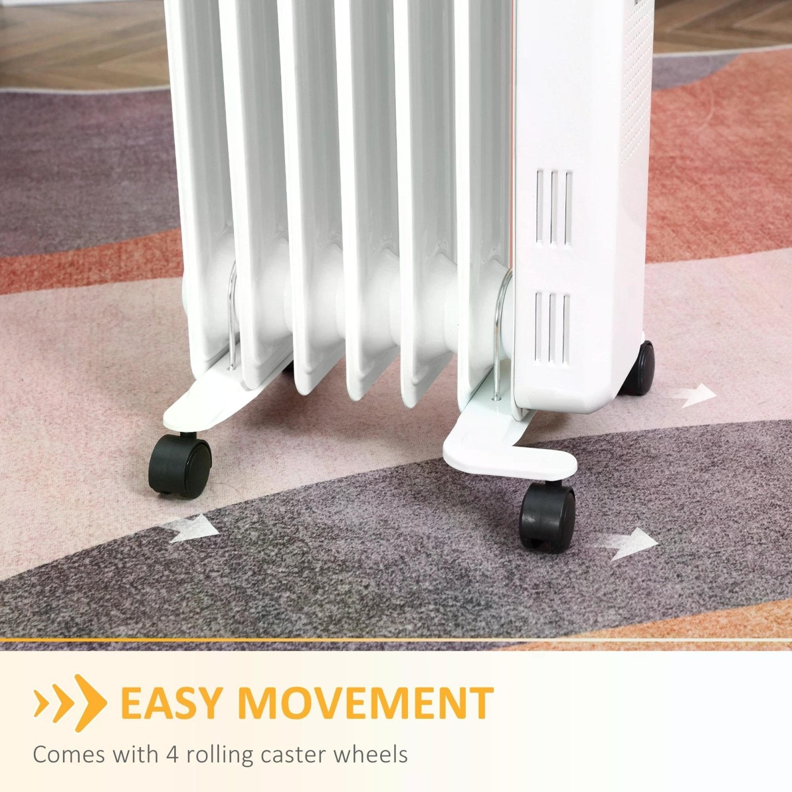 1630W Oil Filled Radiator, 7 Fin, Portable Electric Heater with LED Display, 24H Timer, 3 Heat Settings, Safety Cut - Off Remote Control - White - Bedzy UK modern and affordable home furniture England