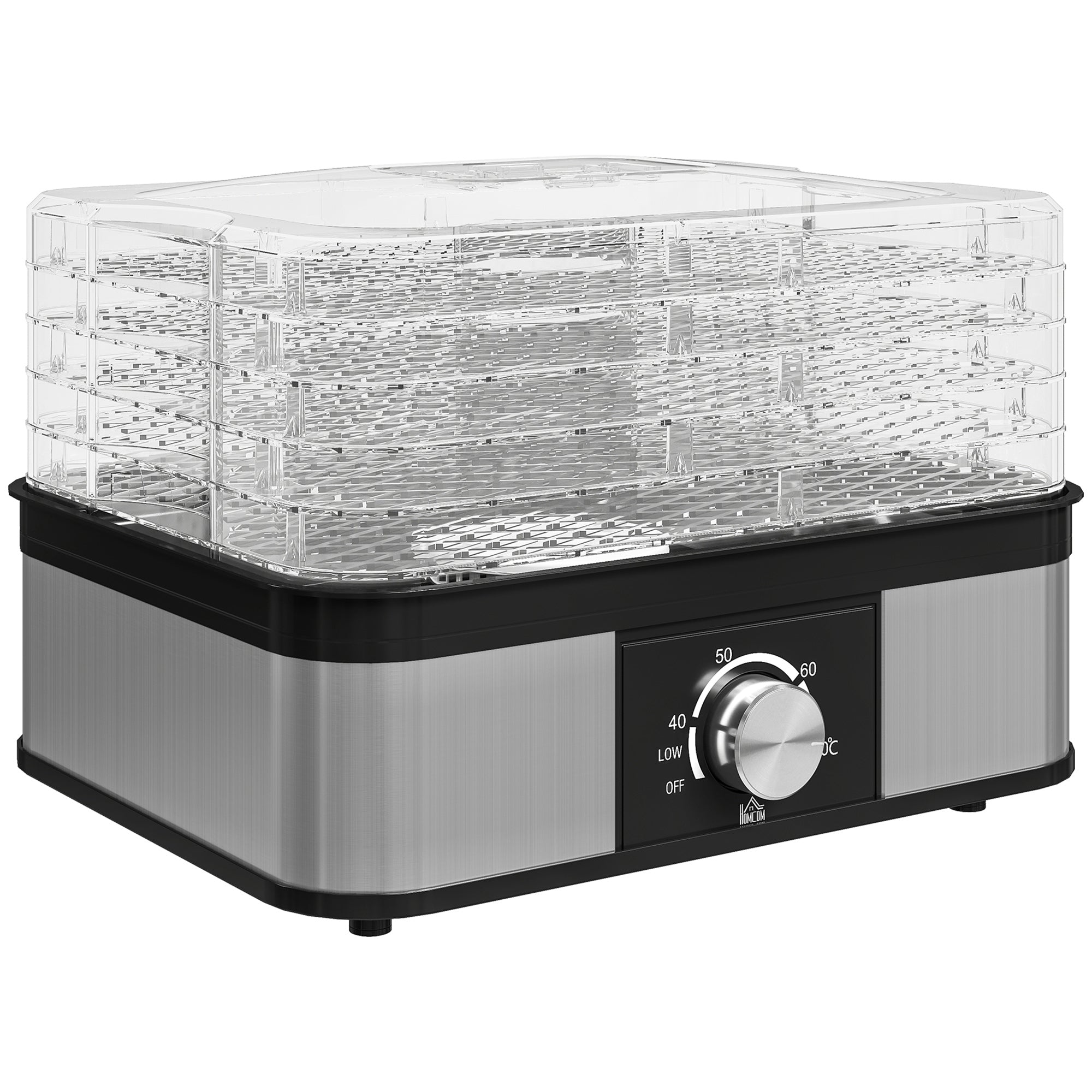5 Tier Food Dehydrator, 245W Stainless Steel Food Dryer Machine with Adjustable Temperature for Drying Fruit, Meat, Vegetable, Jerky and Pet Treat, Black