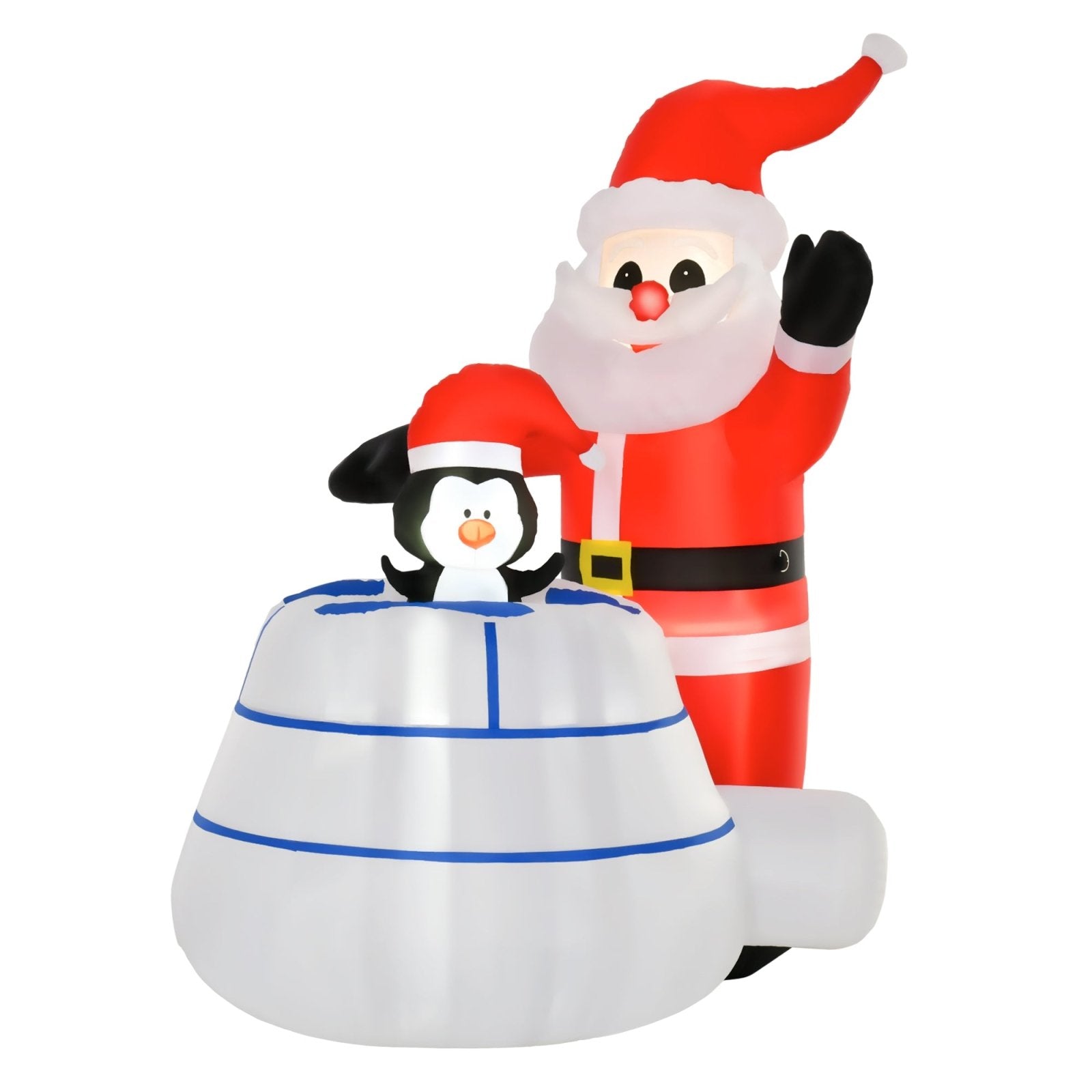 1.6m Christmas Inflatable Santa Claus and Penguin with Ice House Built - in LED Blow Up Decoration Outdoor, Xmas Decor for Holiday Party Garden - Bedzy UK modern and affordable home furniture England