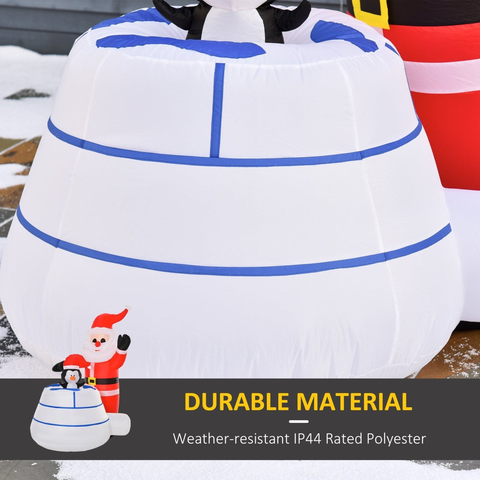 1.6m Christmas Inflatable Santa Claus and Penguin with Ice House Built - in LED Blow Up Decoration Outdoor, Xmas Decor for Holiday Party Garden - Bedzy UK modern and affordable home furniture England