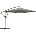 3 m Cantilever Parasol with Protective Cover and Wind Ropes, Banana Parasol with Crank Handle, Light Grey