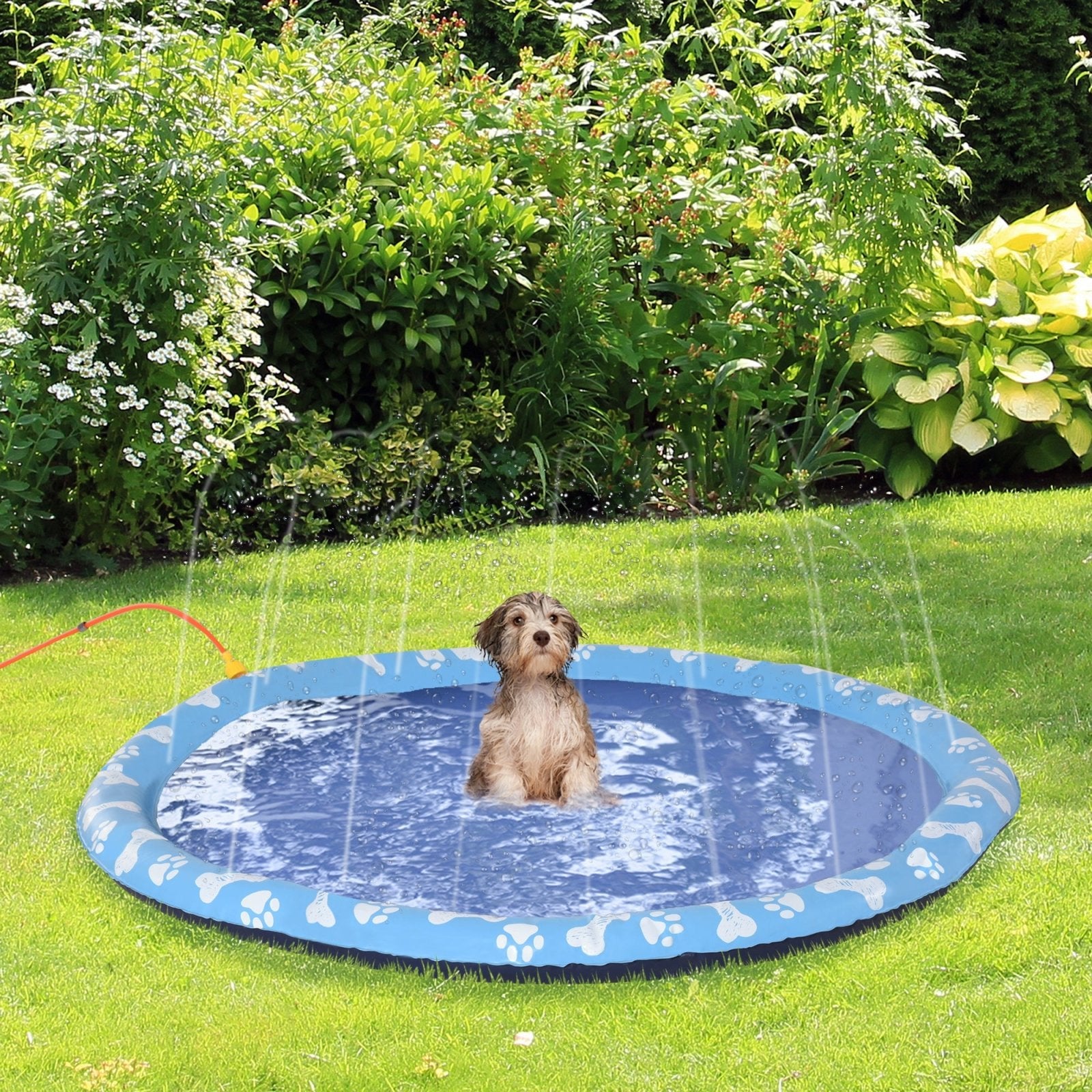 170cm Splash Pad Sprinkler for Pets Dog Bath Pool Water Game Mat Toy Non - slip Outdoor Backyard, Blue - Bedzy UK modern and affordable home furniture England