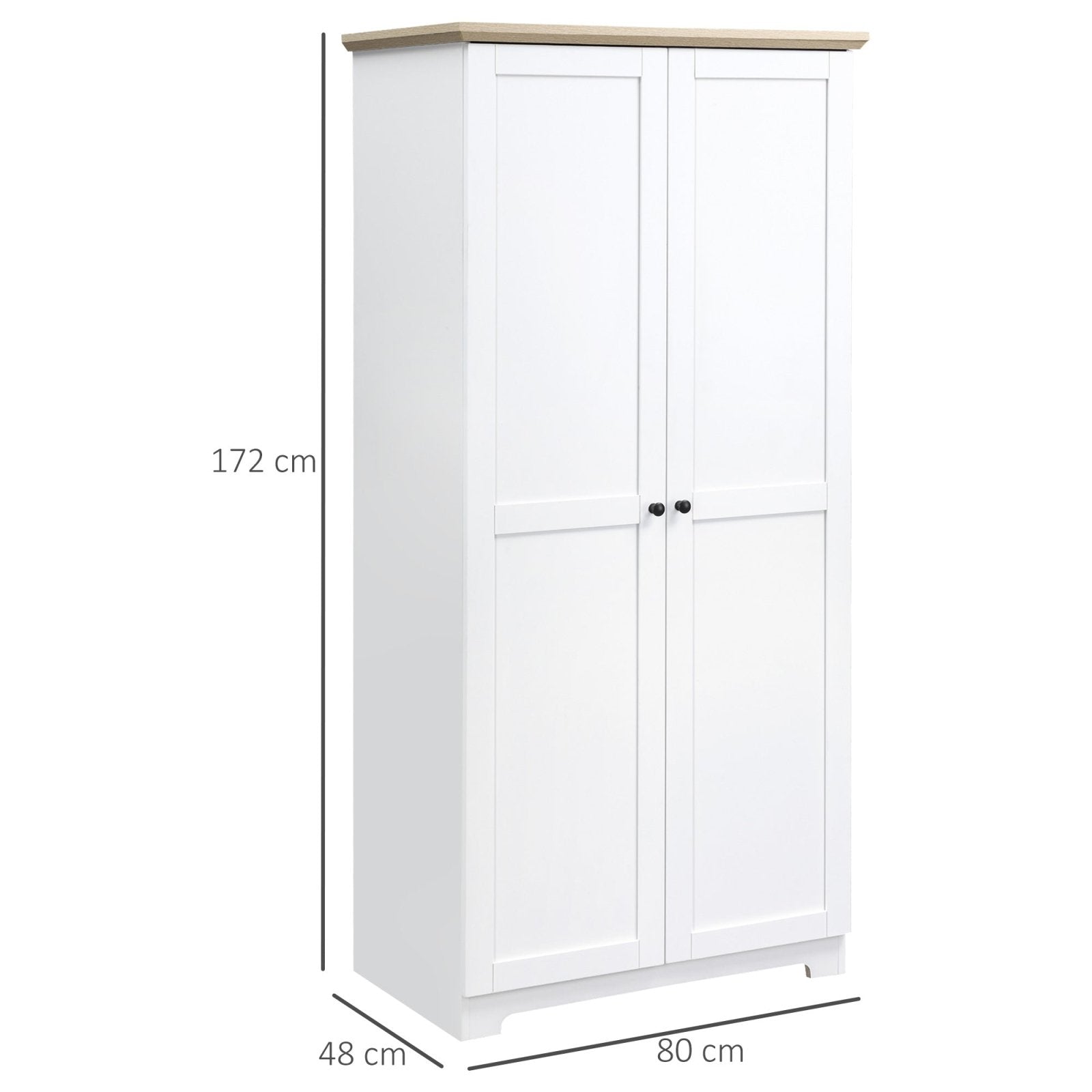 172cm Wooden Storage Cabinet Cupboard With 2 Doors 4 Shelves White Pantry Closet - Bedzy UK modern and affordable home furniture England