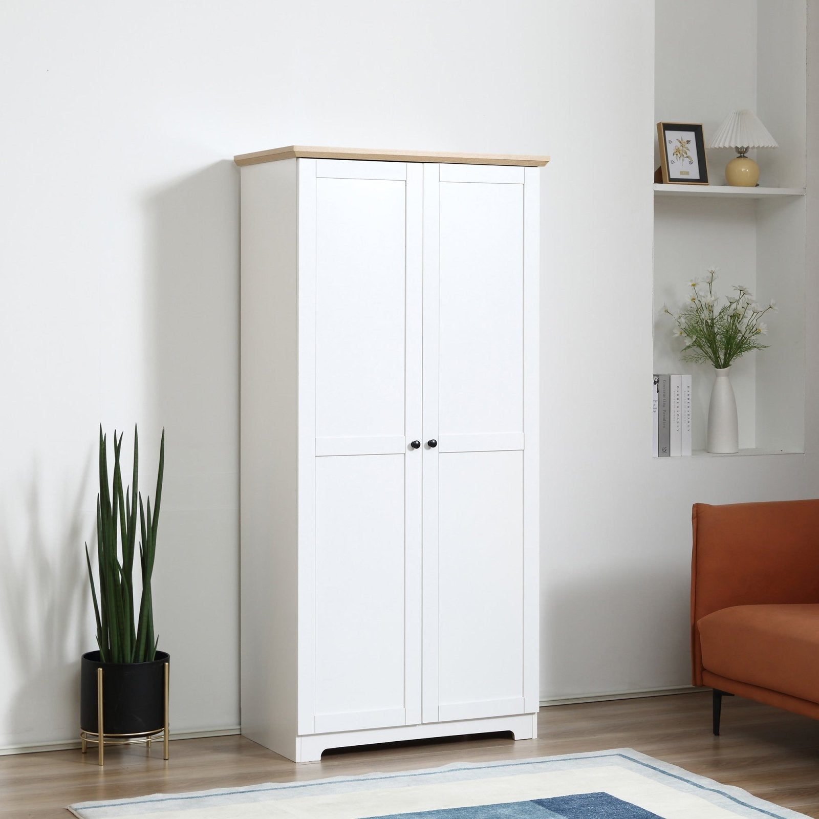 172cm Wooden Storage Cabinet Cupboard With 2 Doors 4 Shelves White Pantry Closet - Bedzy UK modern and affordable home furniture England