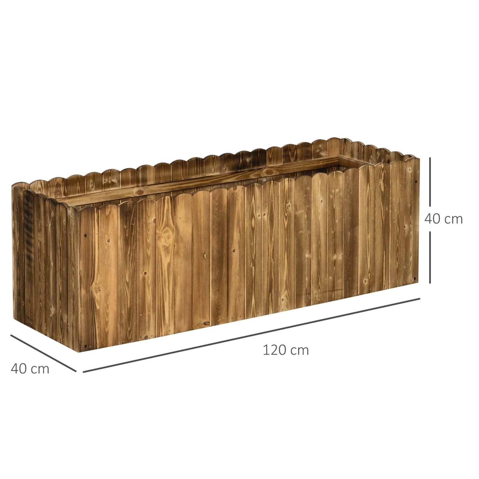 172L Garden Flower Raised Bed Pot Wooden Outdoor Large Rectangle Planter Vegetable Box Outdoor Herb Holder Display (120L x 40W x 40H (cm)) - Bedzy UK modern and affordable home furniture England