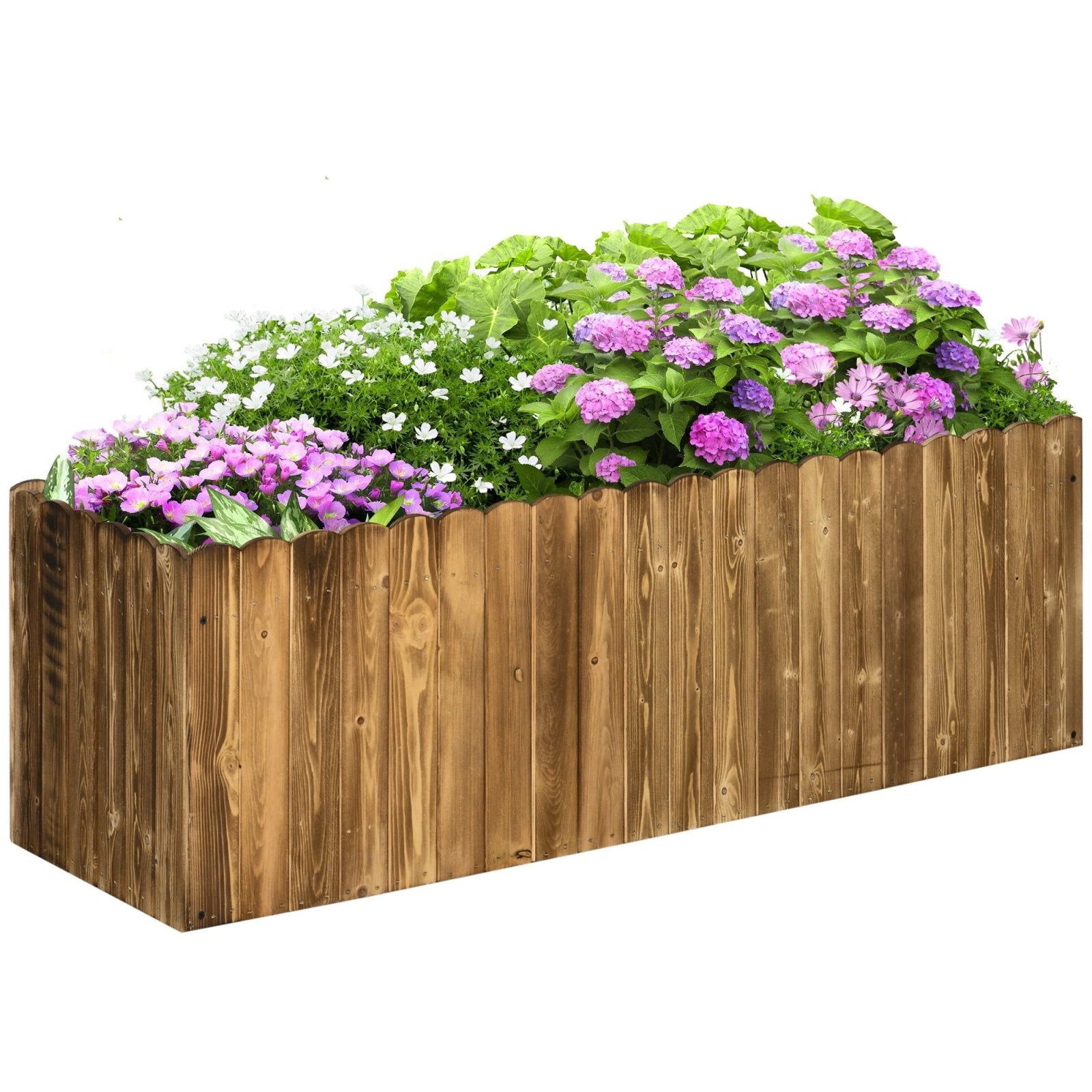 172L Garden Flower Raised Bed Pot Wooden Outdoor Large Rectangle Planter Vegetable Box Outdoor Herb Holder Display (120L x 40W x 40H (cm)) - Bedzy UK modern and affordable home furniture England