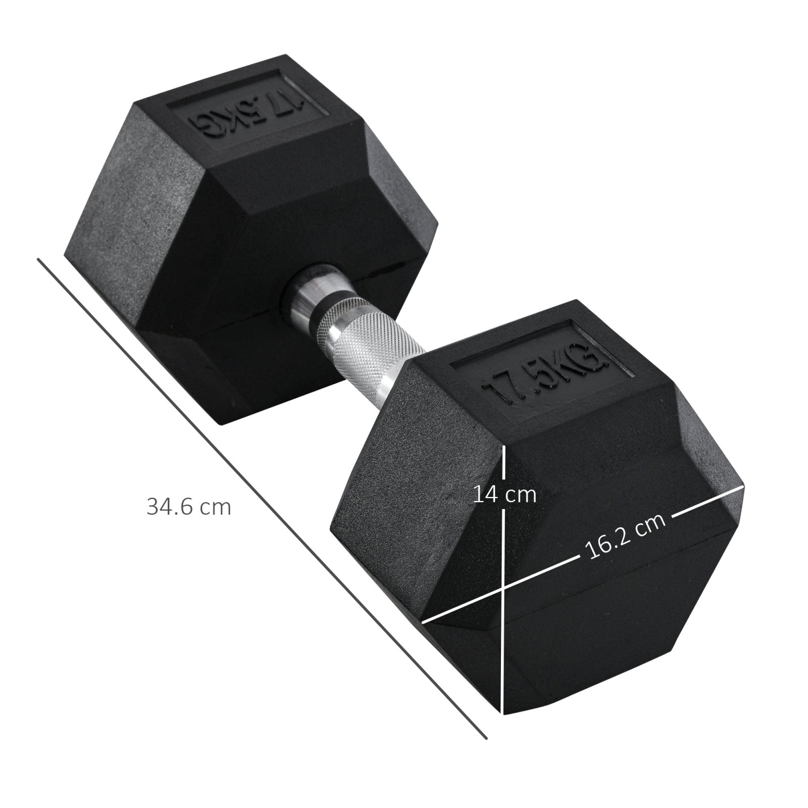 17.5KG Single Rubber Hex Dumbbell Portable Hand Weights Dumbbell Home Gym Workout Fitness Hand Dumbbell - Bedzy UK modern and affordable home furniture England