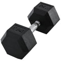 17.5KG Single Rubber Hex Dumbbell Durable Portable Hand Weight - Black
