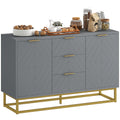 Sideboard with 3 Drawers and Adjustable Shelves for Living Room - Grey