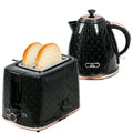 1.7L Electric Kettle and 2-Slice Toaster Set with Fast Boil - Black