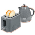 2 Piece 1.7L Kettle and 2-Slice Toaster Set with Auto Shut Off - Grey