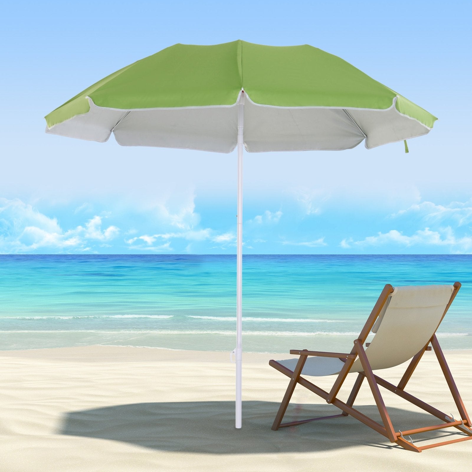 1.7m x 2m Tilted Steel Frame Beach Parasol Green - Bedzy UK modern and affordable home furniture England