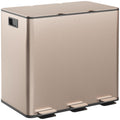 45L Triple Compartment Stainless Steel Kitchen Bin with Deodoriser Holders - Gold Tone