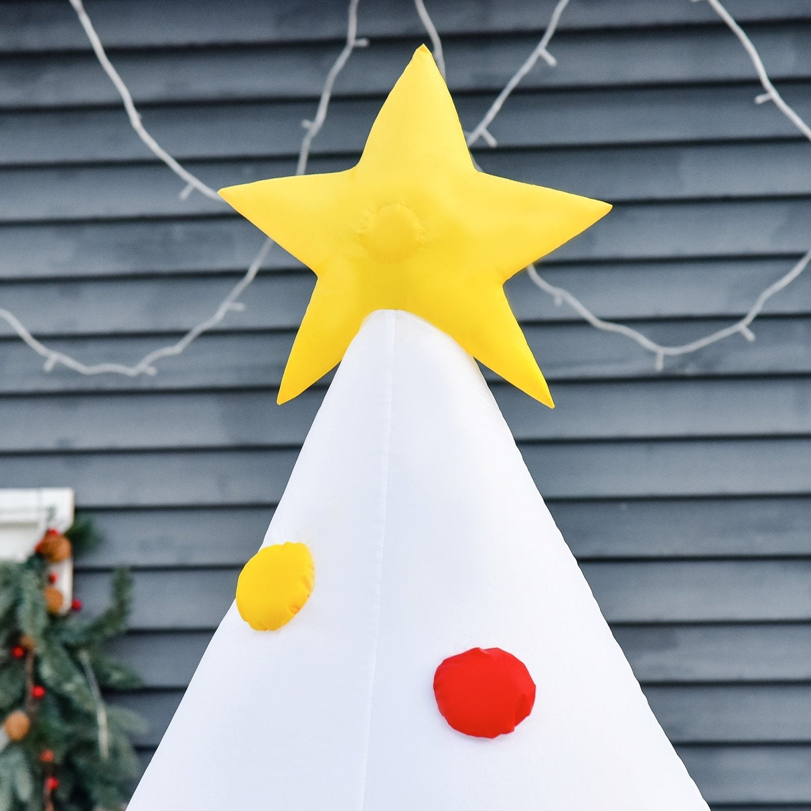 1.8 m Inflatable Christmas Tree w/ Star and Multicolour Decorations LED Lighted Indoor Outdoor Home Decor for Garden Lawn Party Prop White - Bedzy UK modern and affordable home furniture England