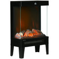 180° Electric Fireplace Heater with LED Flame Effect, Level-less Thermostat & Overheat Protection - Black
