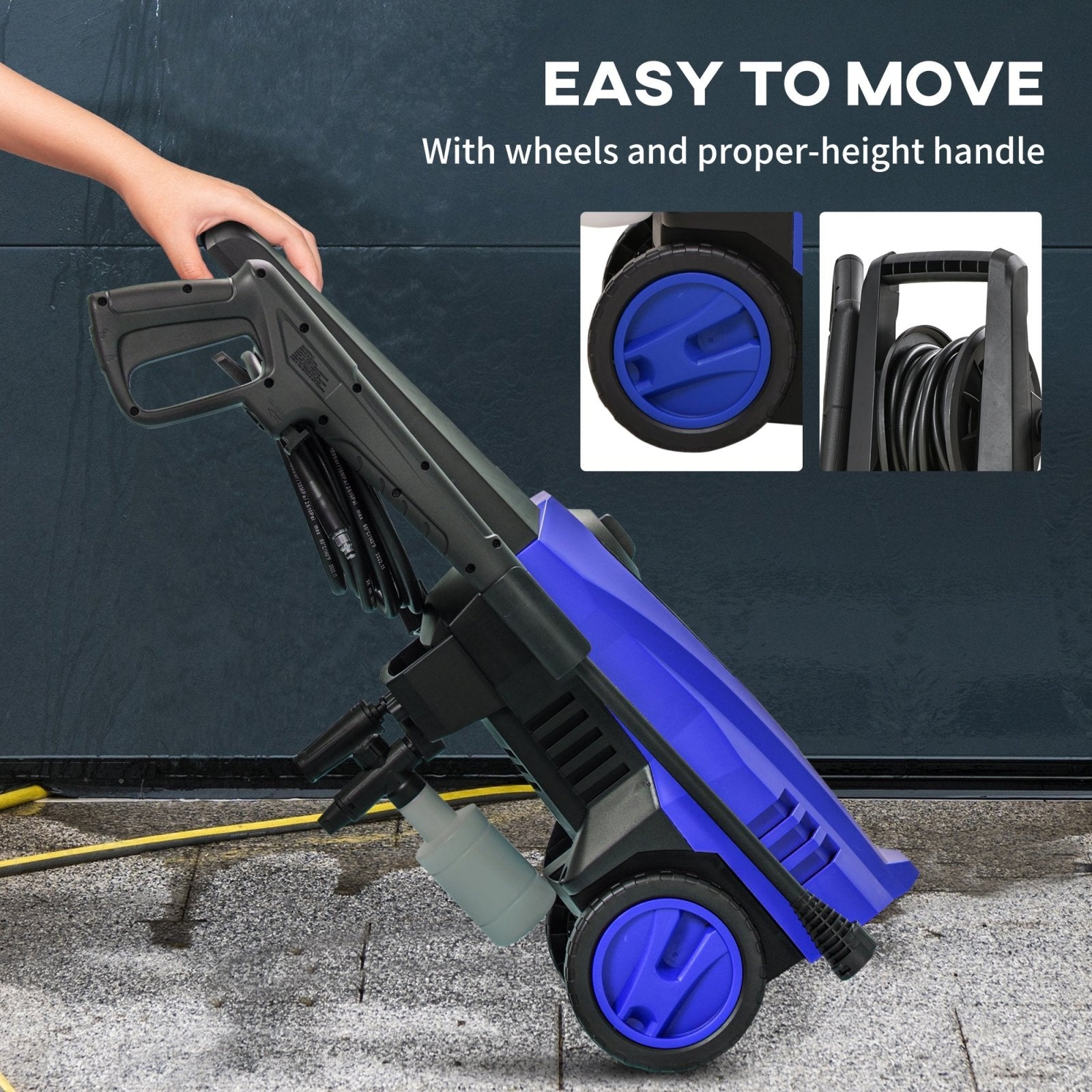 1800W High Pressure Washer, 150 Bar Pressure, 510 L/h Flow, High - Performance Portable Power Jet Wash Cleaner Blue - Bedzy UK modern and affordable home furniture England