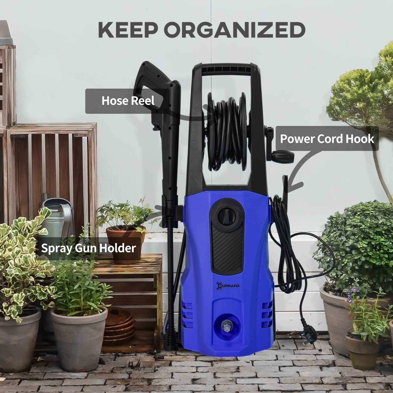 1800W High Pressure Washer, 150 Bar Pressure, 510 L/h Flow, High - Performance Portable Power Jet Wash Cleaner Blue - Bedzy UK modern and affordable home furniture England