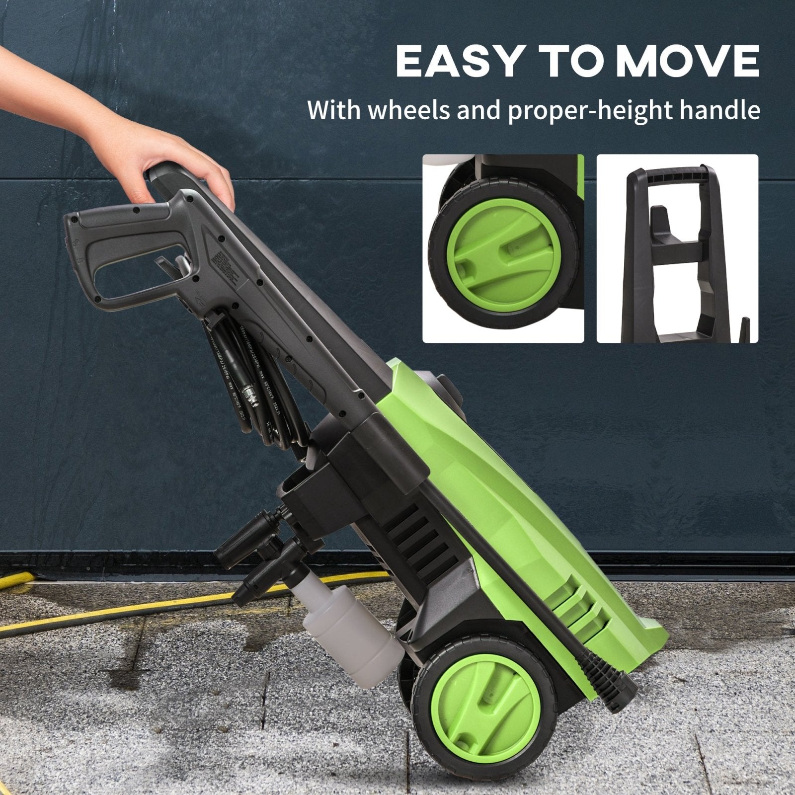 1800W High Pressure Washer, 150 Bar Pressure, 510 L/h Flow, High - Performance Portable Power Washer Jet Wash Cleaner for Garden, Car, Green - Bedzy UK modern and affordable home furniture England