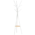 180cm Free Standing Metal Coat Rack with 9 Hooks and Shelf for Hallway Living Room - White