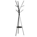 180cm Free Standing Metal Coat Rack Stand with 9 Hooks and Shelf - Black