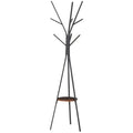 180cm Free Standing Metal Coat Rack Stand with 9 Hooks and Shelf - Brown