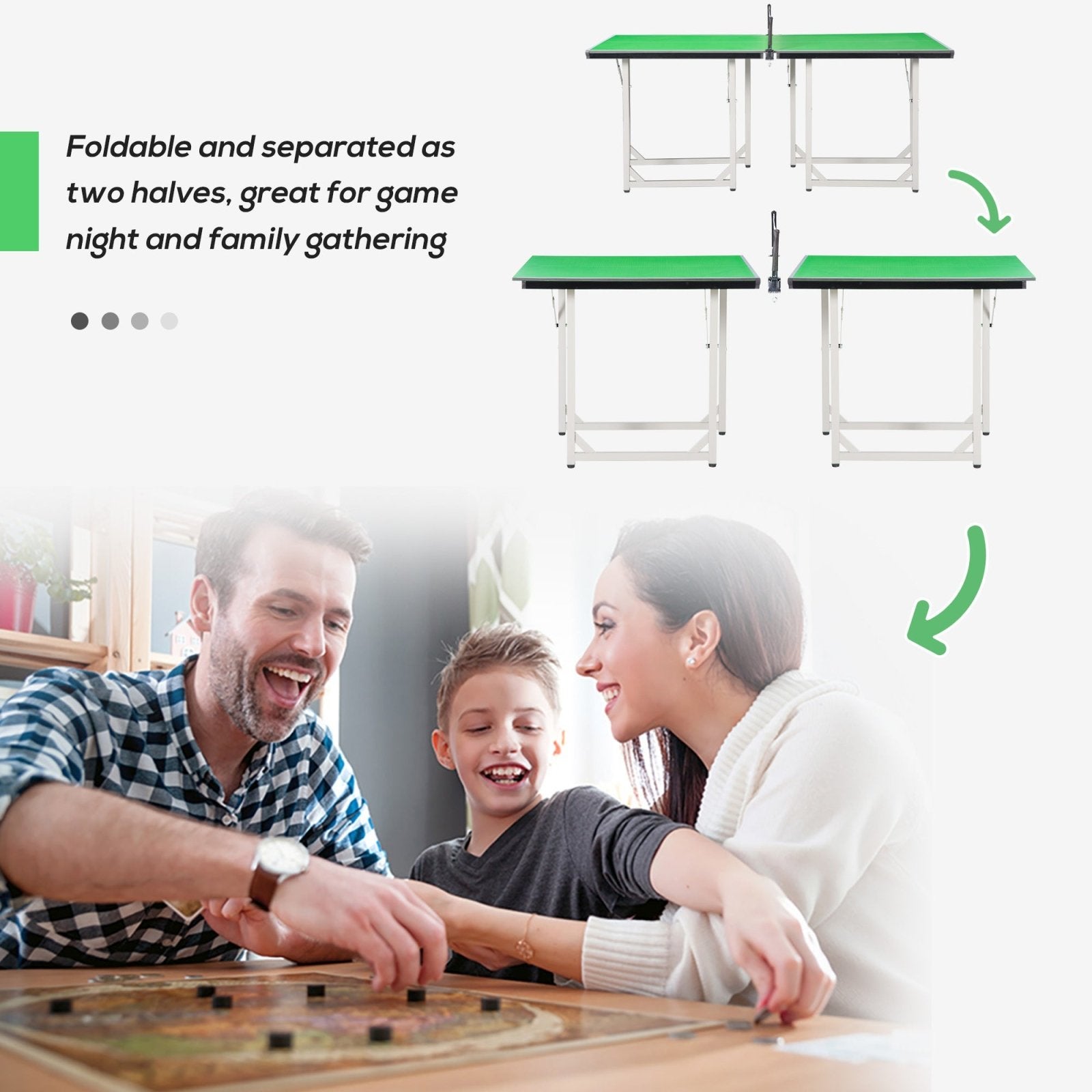 182cm Mini Tennis Table Folding Ping Pong Table with Net Multi - Use Table for Indoor Outdoor Game, Green - Bedzy UK modern and affordable home furniture England