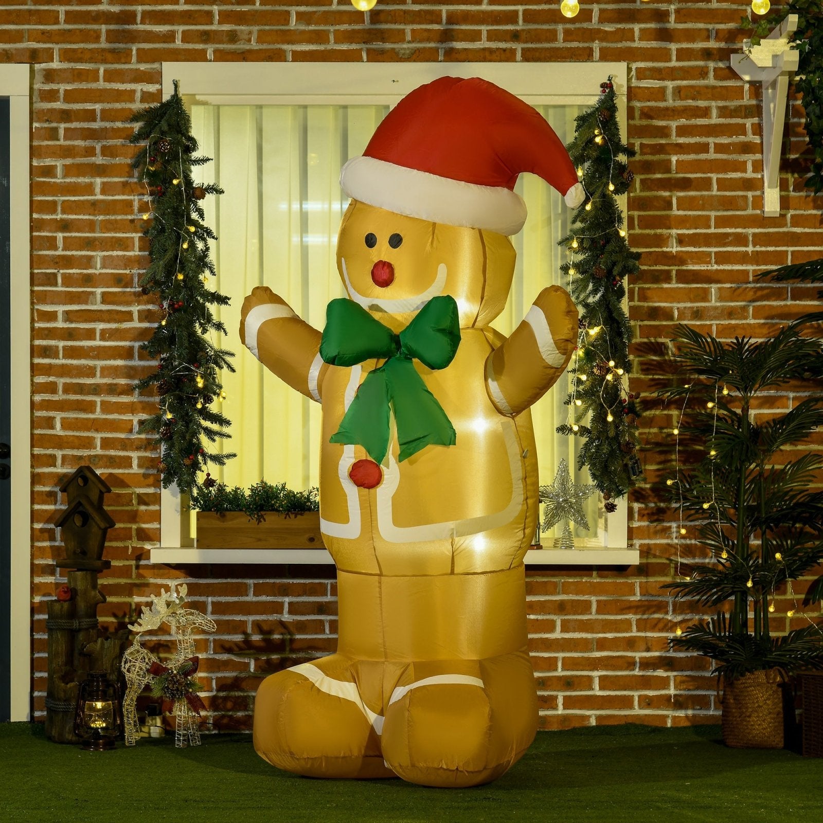 183cm Christmas Inflatable Gingerbread Man Holiday Yard Lawn Decoration with LED Lights, Indoor Outdoor Blow Up Decor - Bedzy UK modern and affordable home furniture England