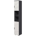 Narrow 183cm Tall Bathroom Storage Cabinet with Adjustable Shelves - Grey