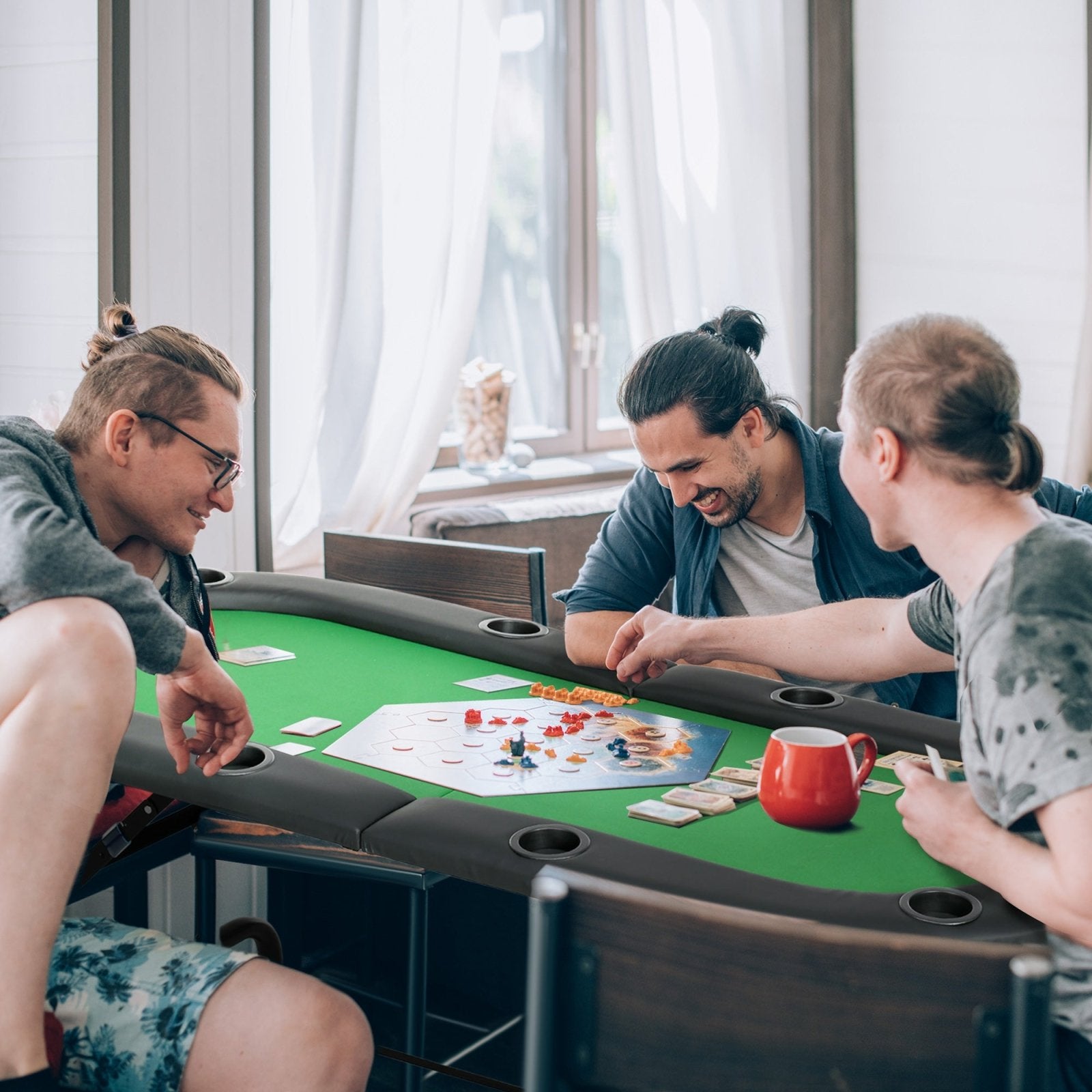 1.83m Foldable Poker Table W/Chip Trays, Drink Holders - Bedzy UK modern and affordable home furniture England