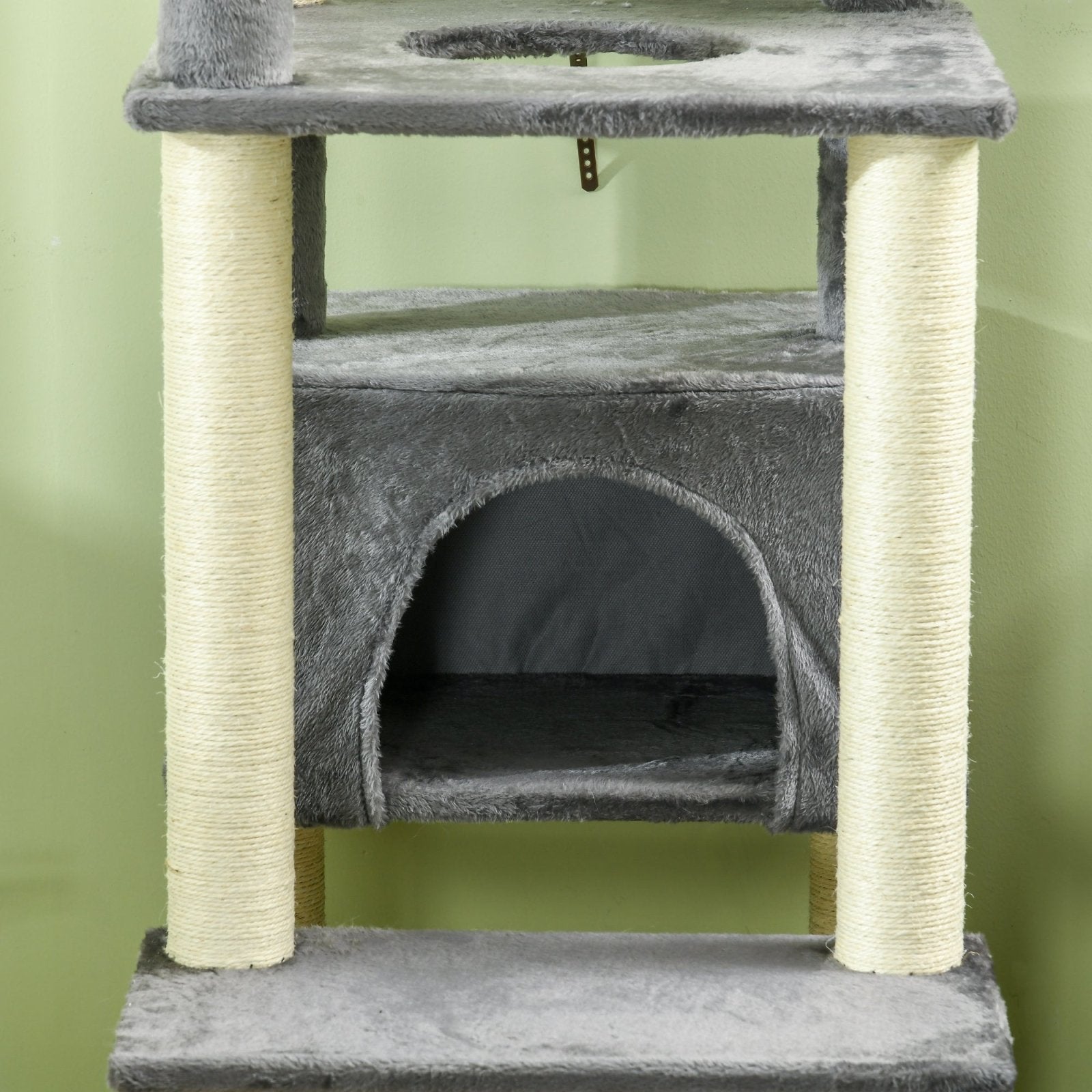 184cm Cat Tree for Indoor Cats, Multi - level Kitten Climbing Tower with Scratching Posts, Cat Bed, Condo, Perches, Hanging Play Rope, Grey - Bedzy UK modern and affordable home furniture England