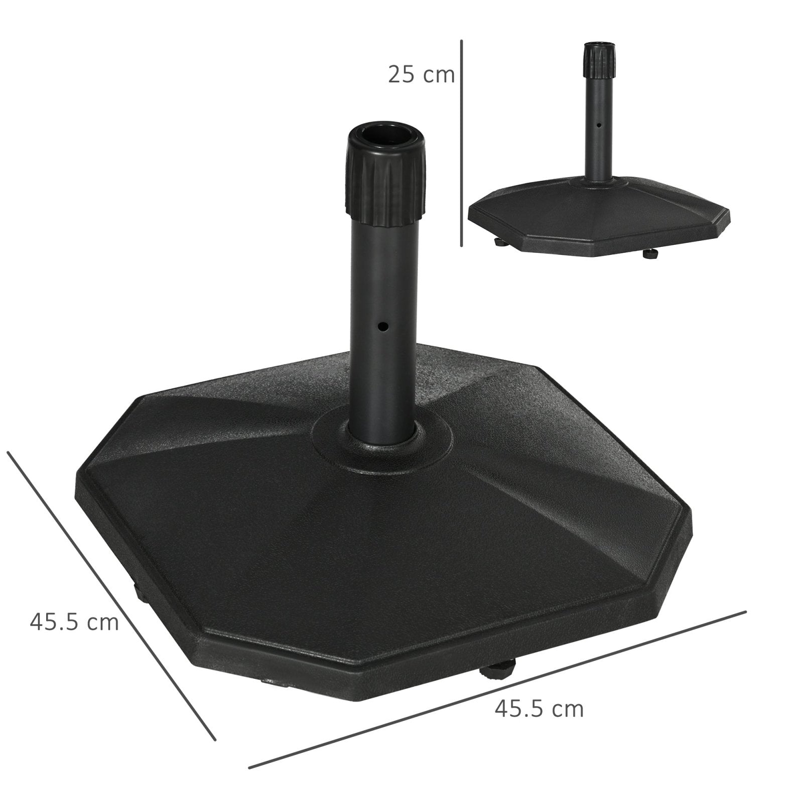 18kg Patio Parasol Base, Concrete Umbrella Base, 45.5cm Outdoor Umbrella Stand Holder for Parasol Poles 34mm, 38mm and 48mm, Black - Bedzy UK modern and affordable home furniture England