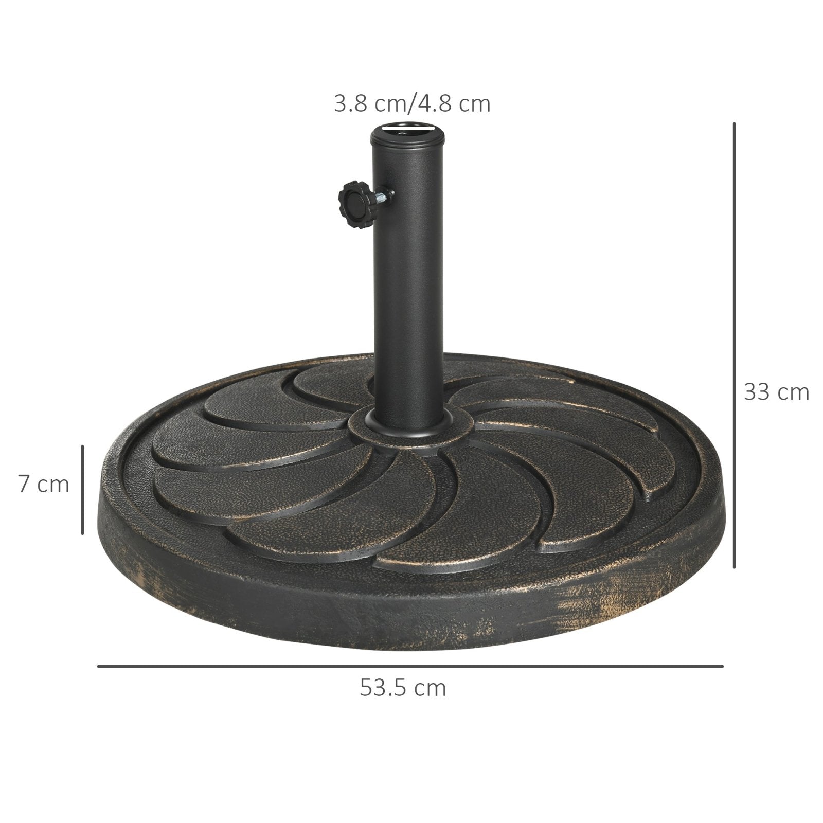18kg Resin Garden Parasol Base, Round Outdoor Market Umbrella Stand Weight for Poles of ?38mm to ?48mm, Bronze - Bedzy UK modern and affordable home furniture England